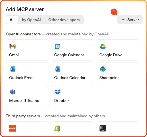 Server configuration form