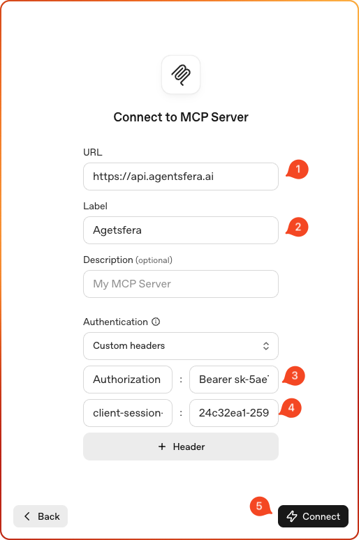 MCP Server configuration form
